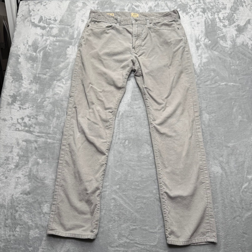 J.Crew Corduroy Pants Mens 34x32 Gray 770 Straight Fit Stretch Casual Trousers